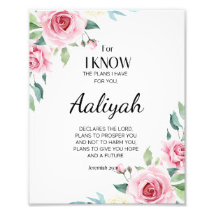 Jeremiah 29:11 Pink Rose Personalize Photo Print