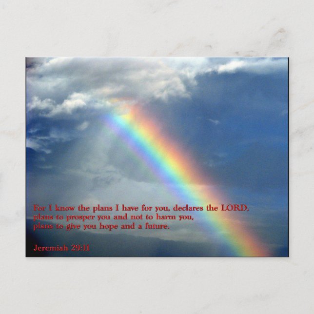 Jeremiah 29:11 Rainbow Postcard (Front)