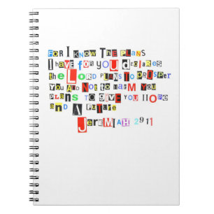Jeremiah 29:11 Ransom Note Style Spiral Notebook