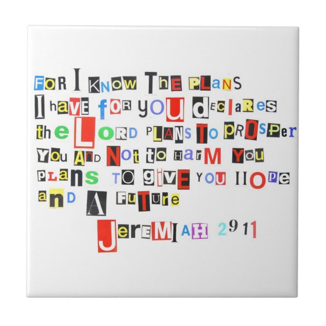Jeremiah 29:11 Ransom Note Style Tile (Front)