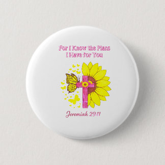 Jeremiah 29:11 Sunflower Cross Christian Faith T‑S 6 Cm Round Badge