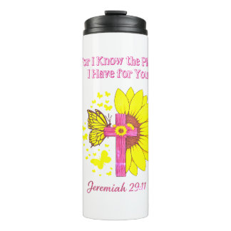 Jeremiah 29:11 Sunflower Cross Christian Faith T‑S Thermal Tumbler