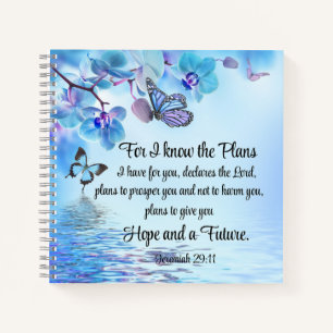 Jeremiah 29:11 Tropical Orchids Butterfly Bible Notebook