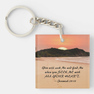 Jeremiah 29:13 Seek Me with All Your Heart Bible Key Ring