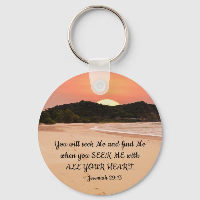 Jeremiah 29:13 Seek Me with All Your Heart Bible Key Ring (Front)