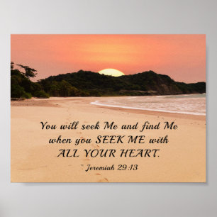 Jeremiah 29:13 Seek Me with All Your Heart Bible Poster