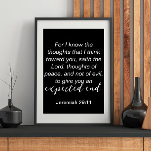 Jeremiah 29 Thoughts of Peace Christian Quote Poster