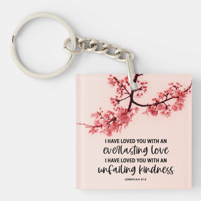 Jeremiah 31:3 I Have Loved You Bible Verse Key Ring (Front)