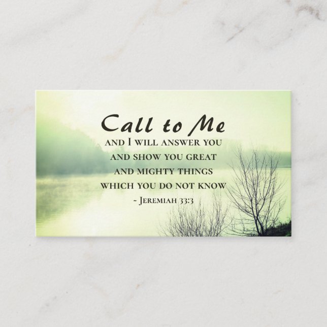 Jeremiah 33:3 Call to Me and I will Answer You Business Card (Front)