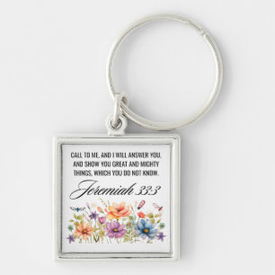 Jeremiah 33:3 Call to Me Wildflowers Scripture Key Ring