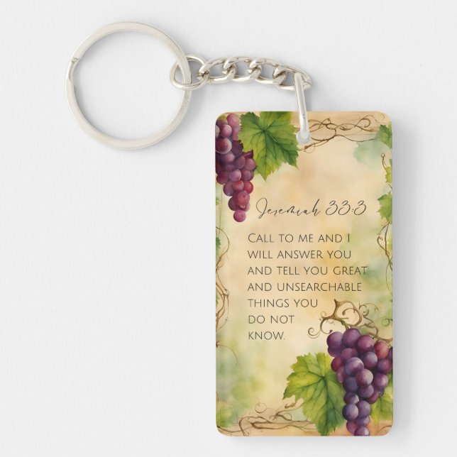 Jeremiah 33:3 Christian Bible Verse Key Ring (Front)