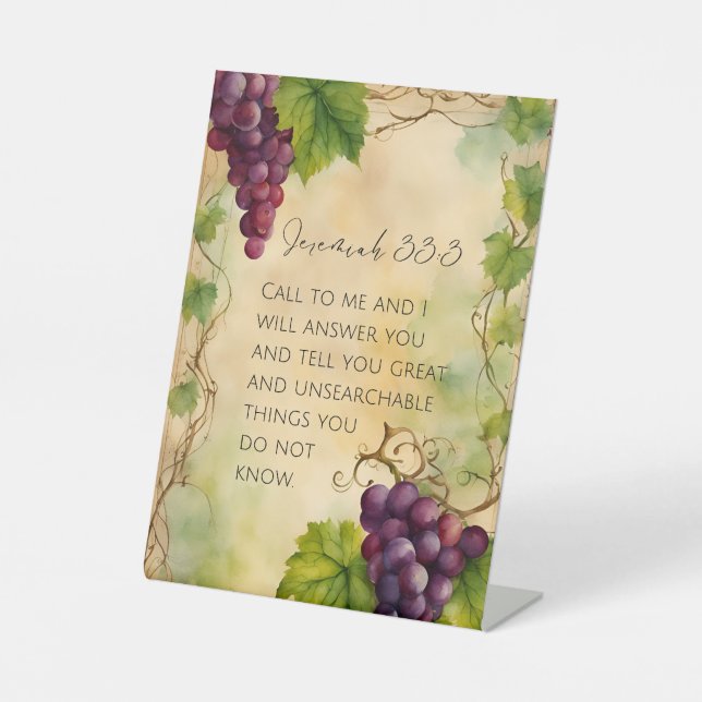 Jeremiah 33:3 Christian Bible Verse Pedestal Sign (Front)