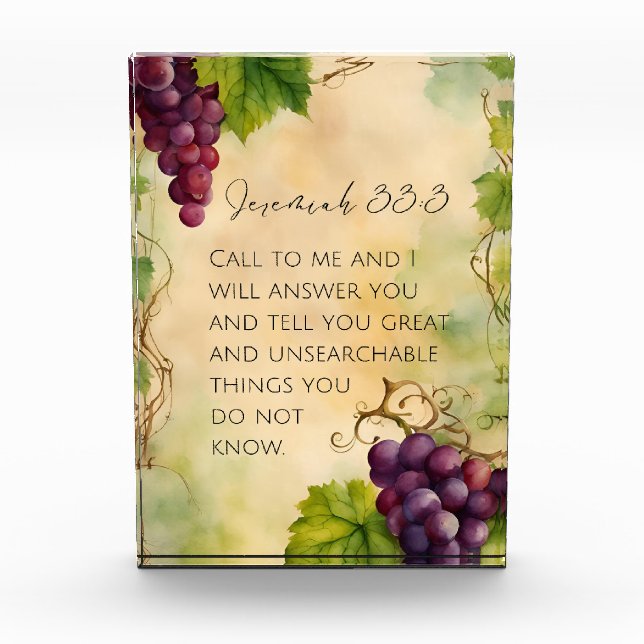 Jeremiah 33:3 Christian Bible Verse Photo Block (Front)