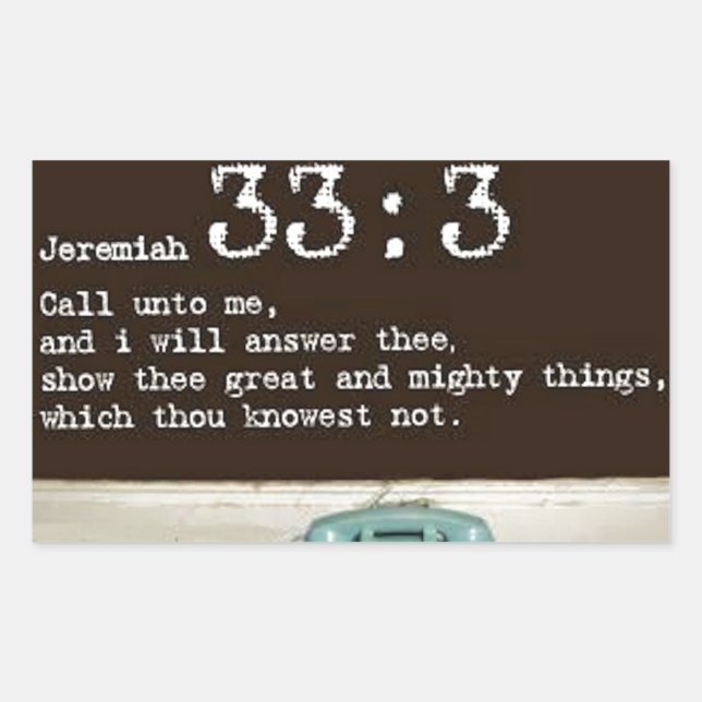Jeremiah 33:3 rectangular sticker (Front)