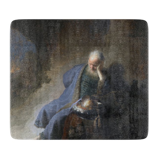 Jeremiah Lamenting on Fall of Jerusalem, Rembrandt Cutting Board (Front)