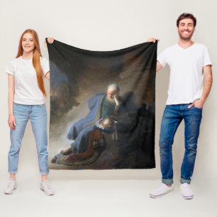 Jeremiah Lamenting on Fall of Jerusalem, Rembrandt Fleece Blanket
