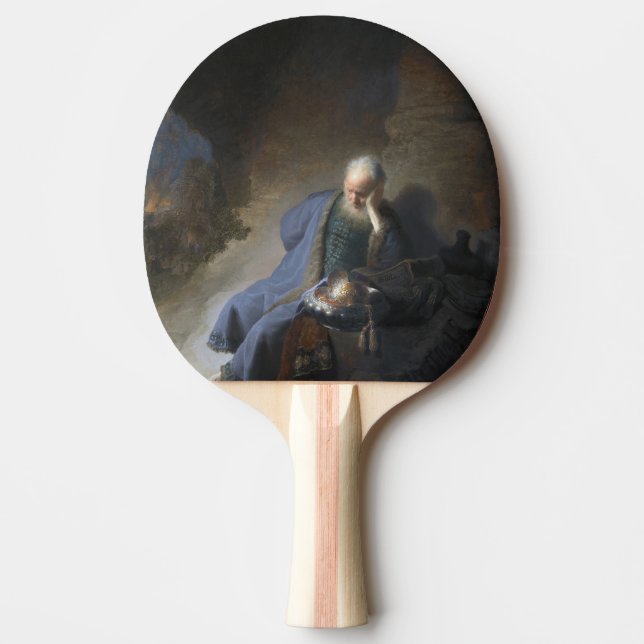 Jeremiah Lamenting on Fall of Jerusalem, Rembrandt Ping Pong Paddle (Front)