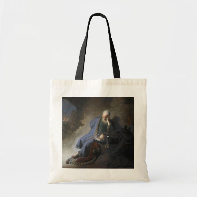 Jeremiah Lamenting on Fall of Jerusalem, Rembrandt Tote Bag (Front)