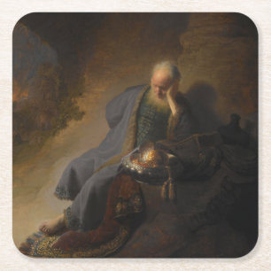 Jeremiah Lamenting the Destruction of Jerusalem Square Paper Coaster