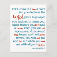 Jeremiah Plans Christian Bible Quote Card Notecard