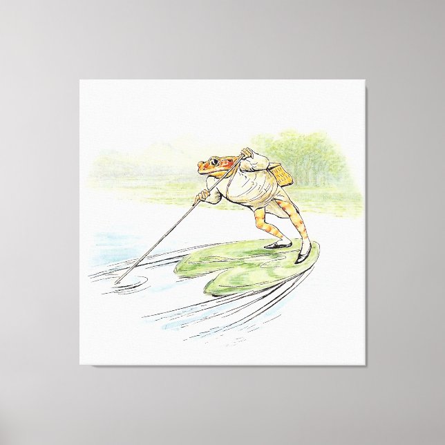 Jeremy Fisher Poles on a Lily Pad Canvas Print (Front)