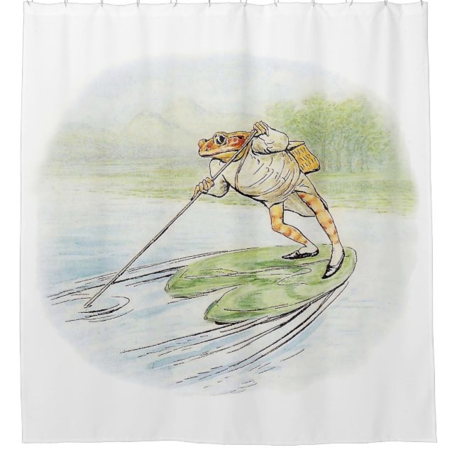 Jeremy Fisher Poles on a Lily Pad Shower Curtain (Front)