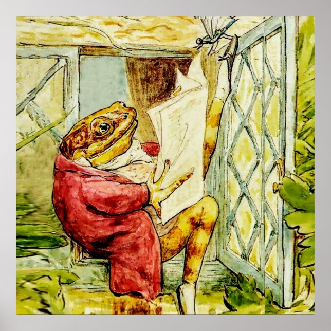 “Jeremy Fisher Reads the News” by Beatrix Potter Poster (Front)