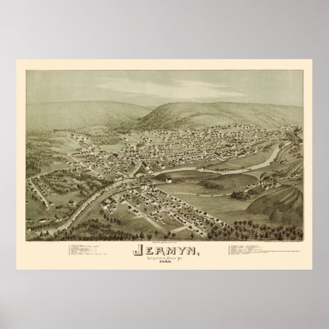 Jermyn, PA Panoramic Map - 1889 Poster (Front)