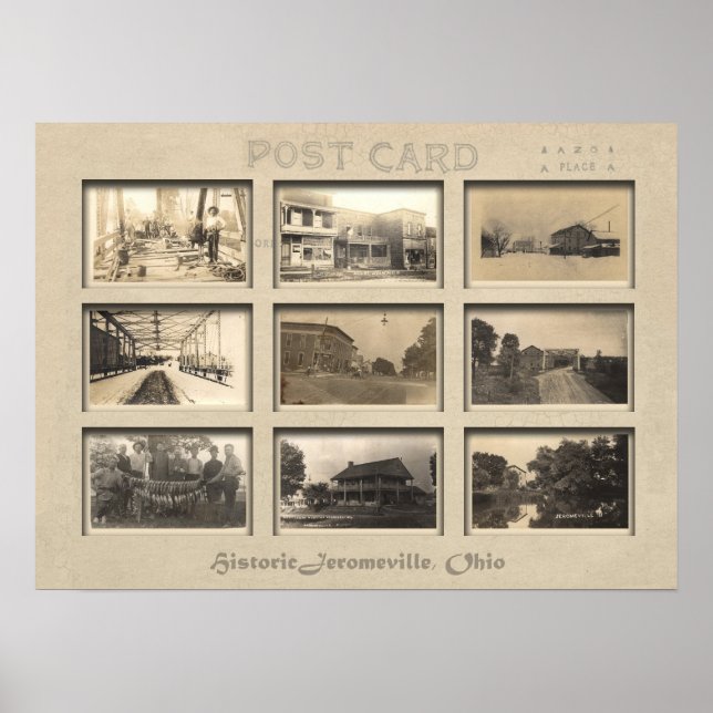 Jeromesville , Ohio Vintage Postcard collage Poster (Front)