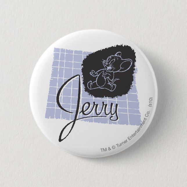 Jerry Black and Blue Script 6 Cm Round Badge (Front)