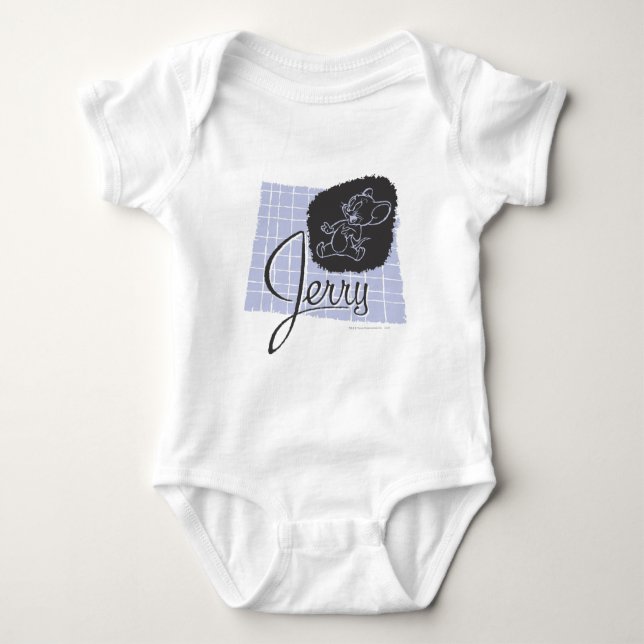 Jerry Black and Blue Script Baby Bodysuit (Front)