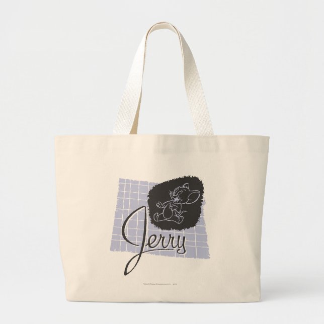 Jerry Black and Blue Script Large Tote Bag (Front)