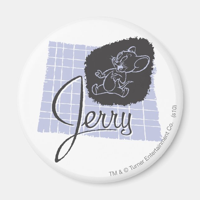 Jerry Black and Blue Script Magnet (Front)
