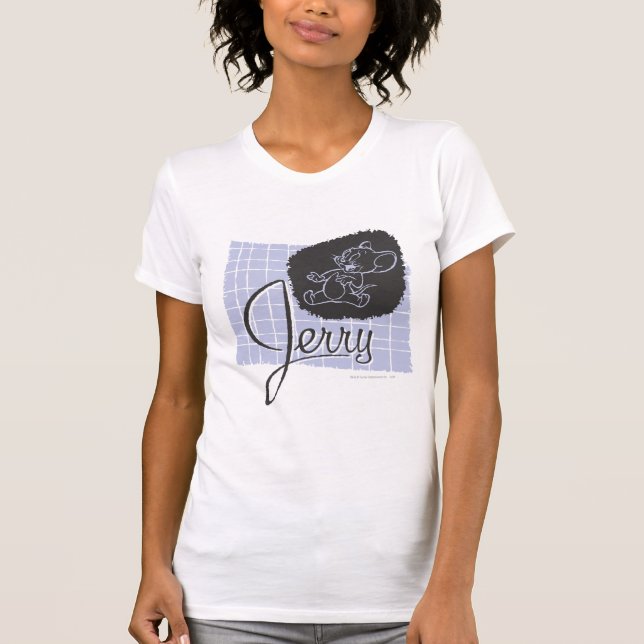 Jerry Black and Blue Script T-Shirt (Front)