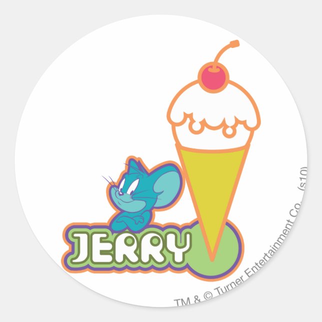 Jerry Ice Cream Classic Round Sticker (Front)