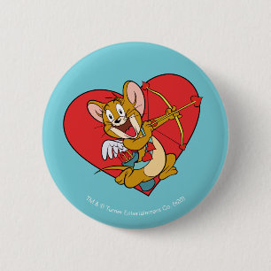 Jerry Mouse Dressed as Valentine Cupid 6 Cm Round Badge