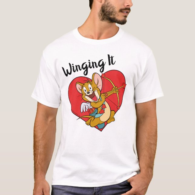Jerry Mouse Dressed as Valentine Cupid T-Shirt (Front)