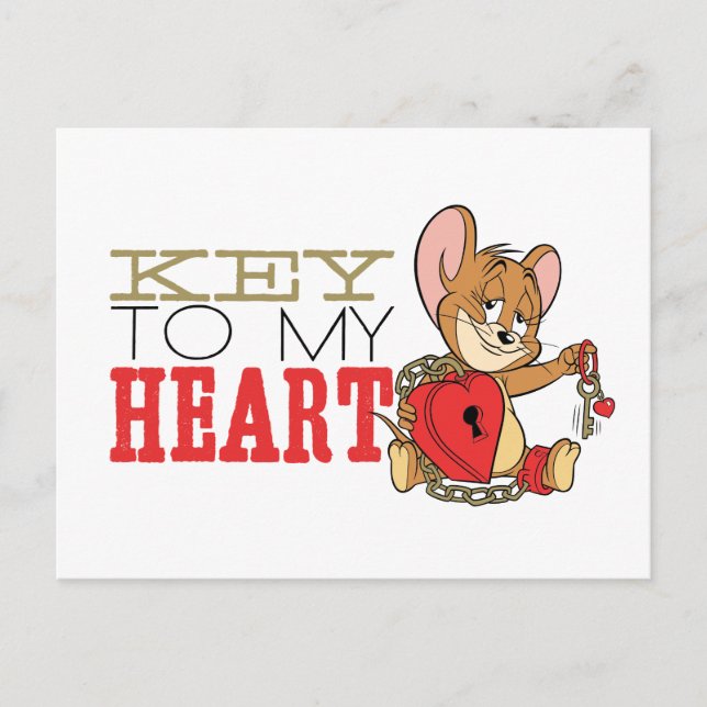 Jerry Mouse "Key To My Heart" Valentine Holiday Postcard (Front)