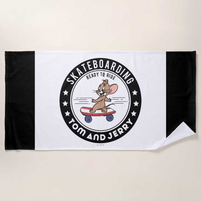 Jerry Skateboarding - Ready To Ride Beach Towel (Front)