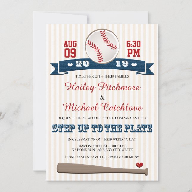 Jersey Baseball Themed Wedding Invitations (Front)