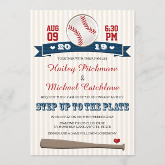 Jersey Baseball Themed Wedding Invitations