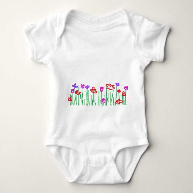 Jersey body flowers baby bodysuit (Front)