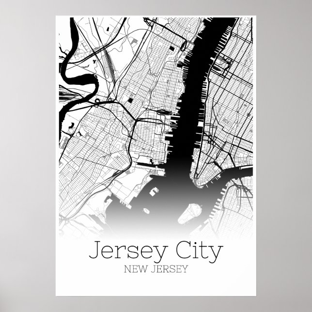 Jersey City Map - New Jersey - City Map Poster (Front)