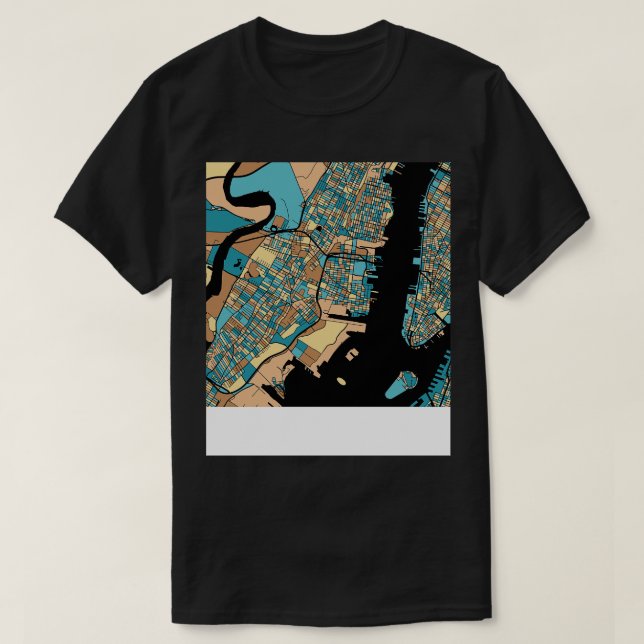 Jersey City Map Pattern in Mid Century Pastel T-Shirt (Design Front)