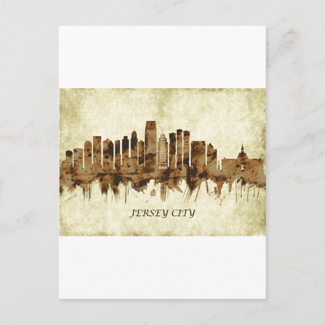 Jersey City New Jersey Cityscape Holiday Postcard (Front)