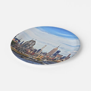Jersey City NJ - Police Boat By Colgate Clock Paper Plate