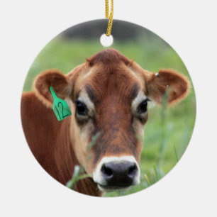 Jersey Cow Ceramic Tree Decoration