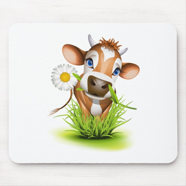 Jersey cow in grass mouse pad (Front)