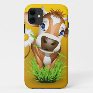 Jersey cow in grass over yellow Case-Mate iPhone case