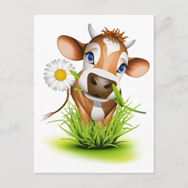 Jersey cow in grass postcard (Front)